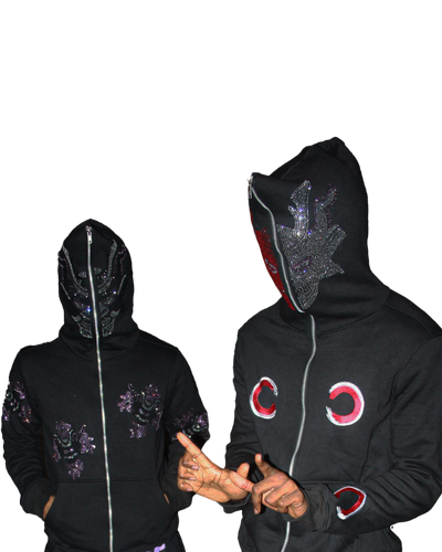 Two Faced Ronin Rhinestone & Twisted Ronin Rhinestone Hoodie Bundle-Hoodies-Twisted Persona Reality-XS-XS-Black-Twisted Persona Apparel